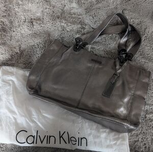 Calvin Klein metallic silver leather handbag